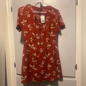 NWT Forever 21 Lace Up Floral Mini Dress